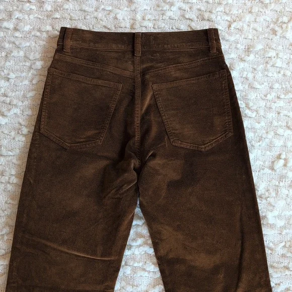 Madewell Pecan Chocolate Longline Straight Pants 27 Regular Velour Velvet - Picture 7 of 12
